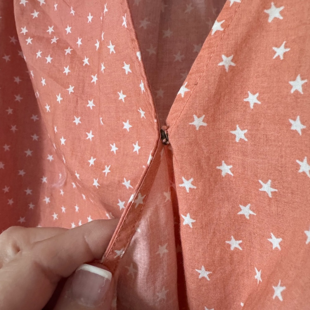 Madewell Peach Polka Dot Wrap Crop Top, size L. Excellent shape. Rarely worn. - Picture 5 of 6